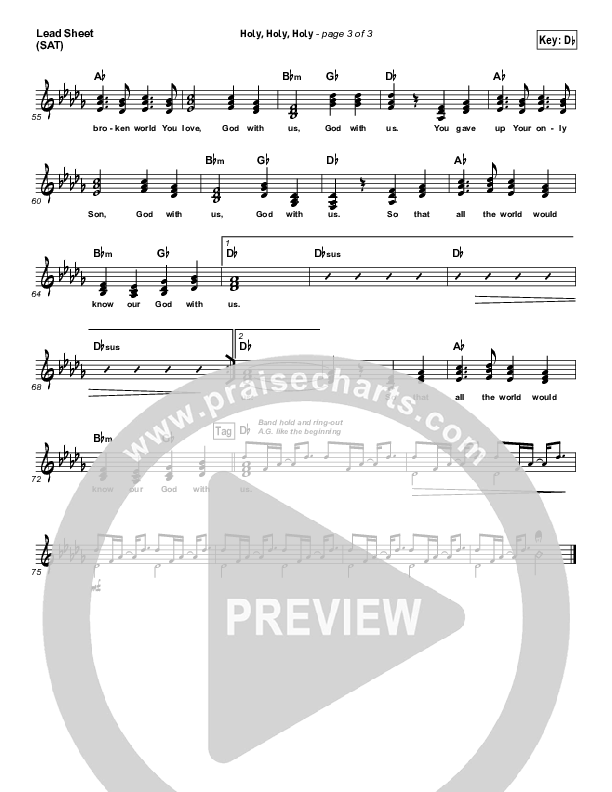 Holy Holy Holy (God With Us) Lead Sheet (SAT) (Matt Maher)