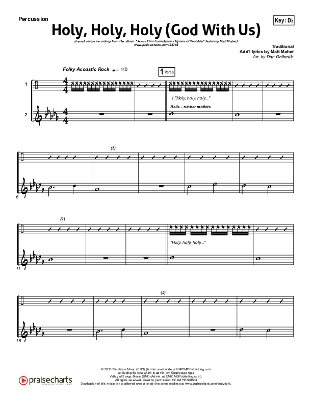 Holy Holy Holy (God With Us) Percussion (Matt Maher)