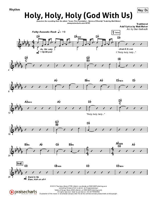 Holy Holy Holy (God With Us) Rhythm Chart (Matt Maher)