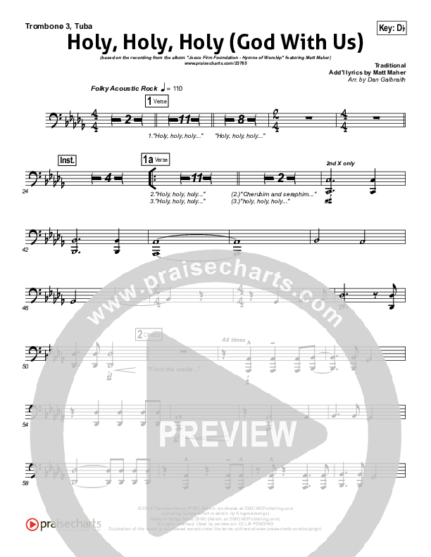 Holy Holy Holy (God With Us) Trombone 3/Tuba (Matt Maher)