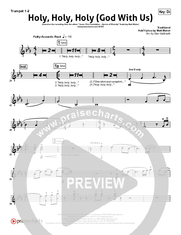Holy Holy Holy (God With Us) Trumpet 1,2 (Matt Maher)
