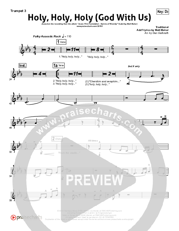 Holy Holy Holy (God With Us) Trumpet 3 (Matt Maher)