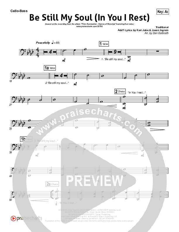 Be Still My Soul (In You I Rest) Cello/Bass (Kari Jobe)