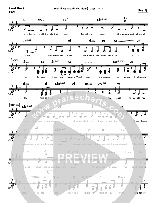 Be Still My Soul (In You I Rest) Lead Sheet (SAT) (Kari Jobe)