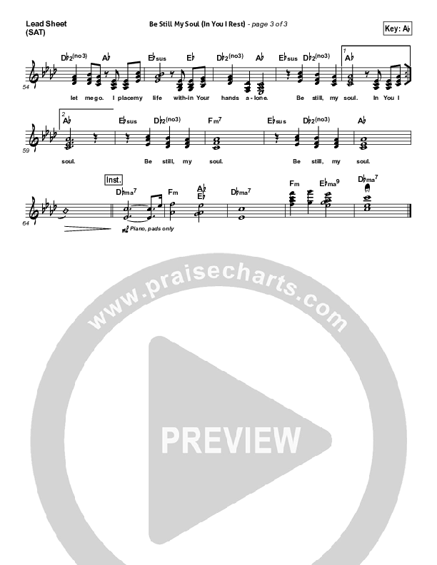 Be Still My Soul (In You I Rest) Lead Sheet (SAT) (Kari Jobe)