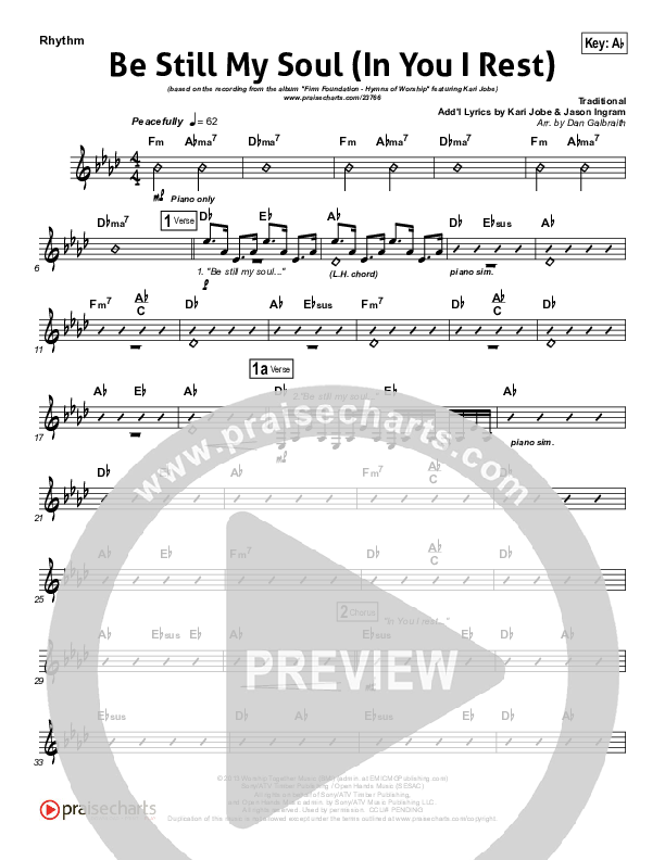 Be Still My Soul (In You I Rest) Rhythm Chart (Kari Jobe)