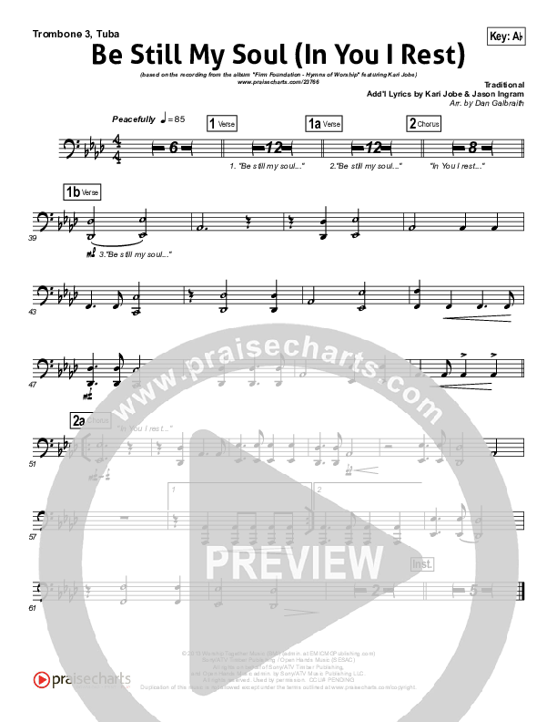Be Still My Soul (In You I Rest) Trombone 3/Tuba (Kari Jobe)