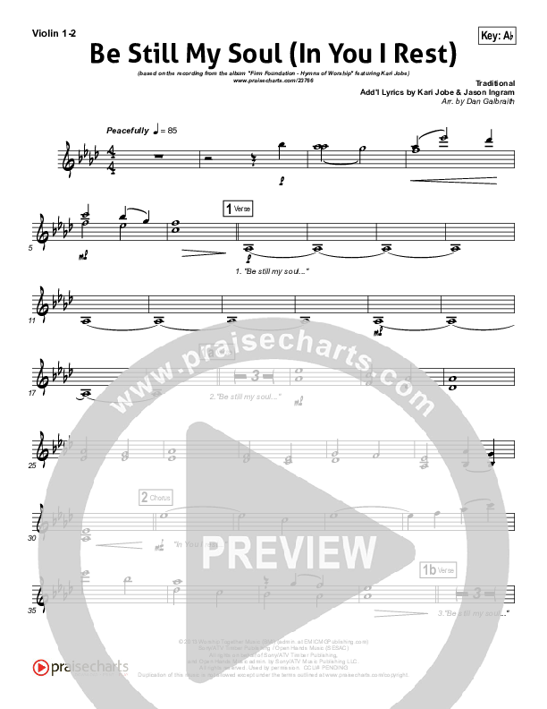 Be Still My Soul (In You I Rest) Violin 1/2 (Kari Jobe)