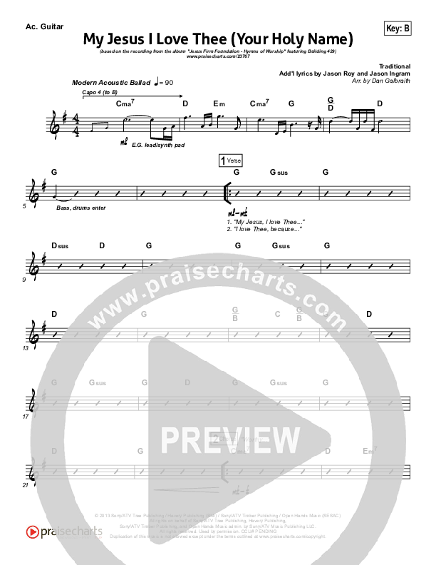 My Jesus I Love Thee (Your Holy Name) Acoustic Guitar (Building 429)
