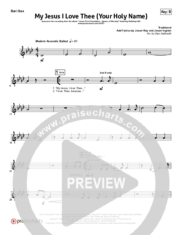 My Jesus I Love Thee (Your Holy Name) Bari Sax (Building 429)
