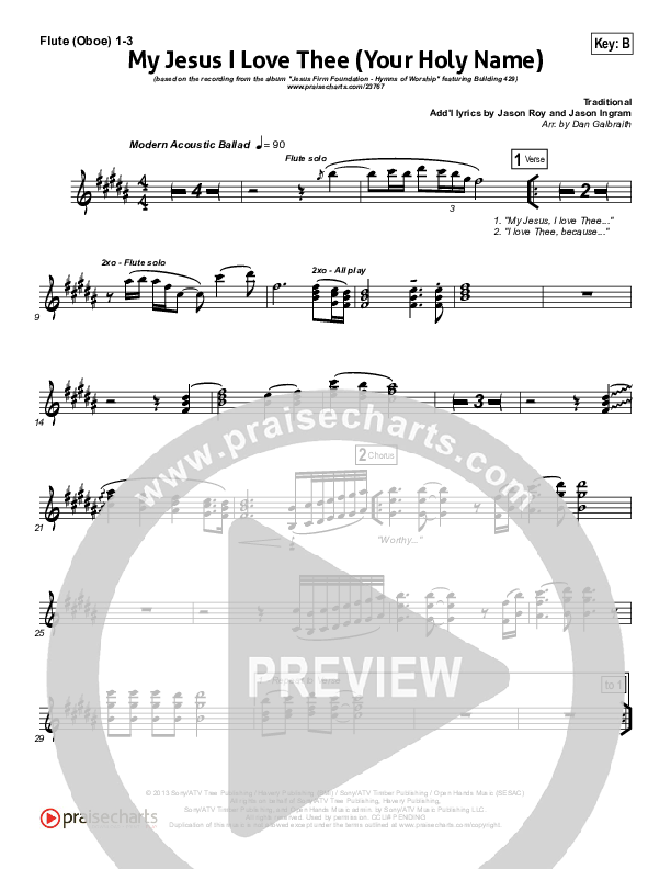 My Jesus I Love Thee (Your Holy Name) Flute/Oboe 1/2/3 (Building 429)