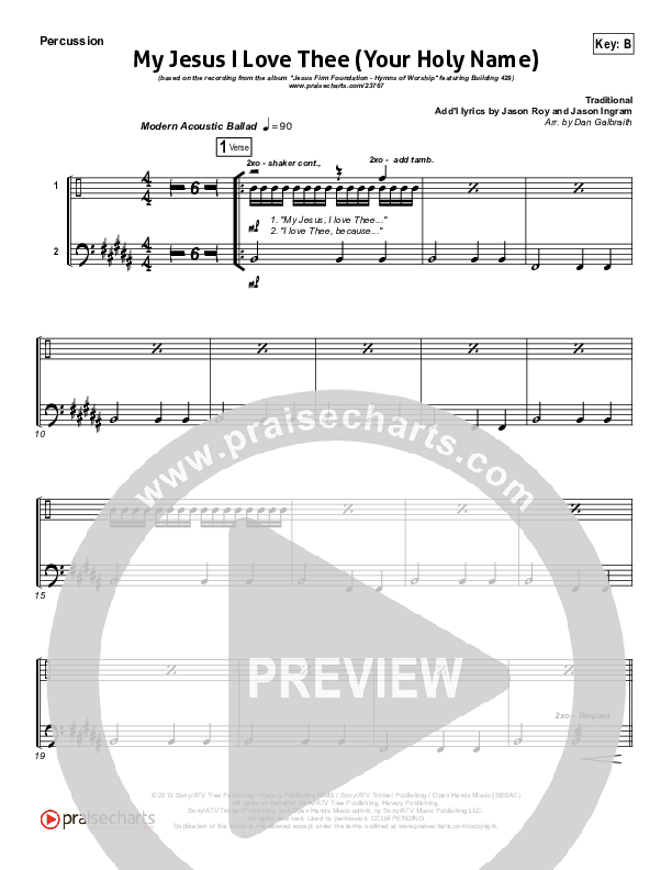 My Jesus I Love Thee (Your Holy Name) Percussion (Building 429)