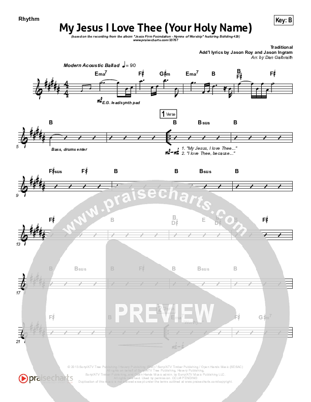 My Jesus I Love Thee (Your Holy Name) Rhythm Chart (Building 429)