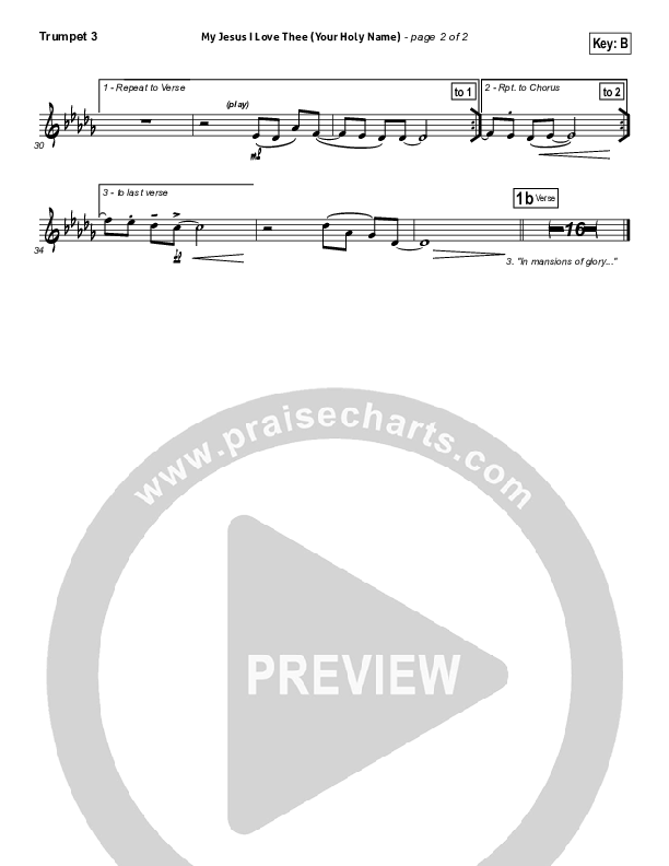 My Jesus I Love Thee (Your Holy Name) Trumpet 3 (Building 429)