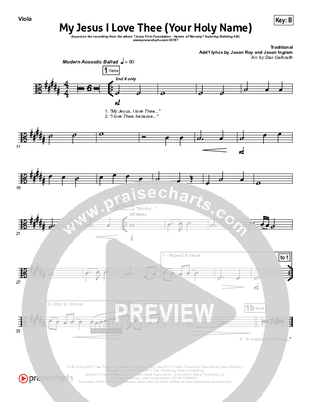 My Jesus I Love Thee (Your Holy Name) Viola (Building 429)