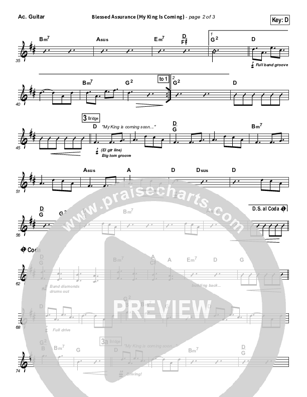 Blessed Assurance (My King Is Coming) Acoustic Guitar (Matthew West)