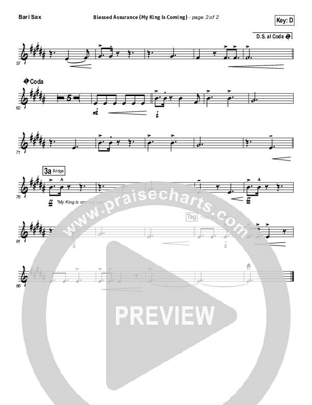 Blessed Assurance (My King Is Coming) Bari Sax (Matthew West)