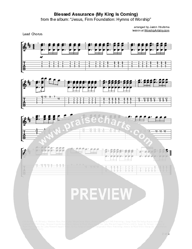 Blessed Assurance (My King Is Coming) Guitar Tab (Matthew West)
