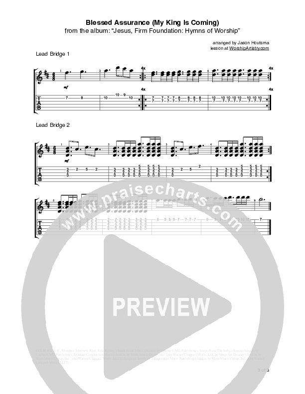 Blessed Assurance (My King Is Coming) Guitar Tab (Matthew West)