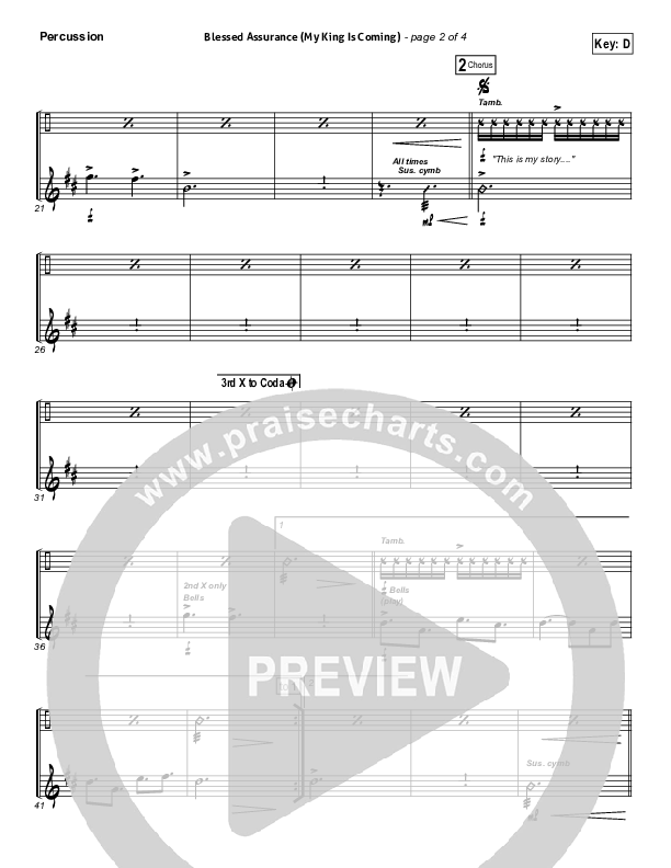 Blessed Assurance (My King Is Coming) Percussion (Matthew West)