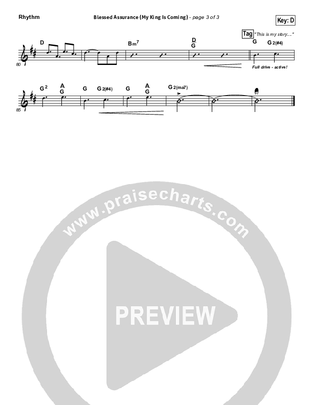 Blessed Assurance (My King Is Coming) Rhythm Chart (Matthew West)