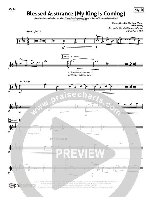 Blessed Assurance (My King Is Coming) Viola (Matthew West)