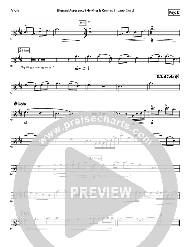 Blessed Assurance (My King Is Coming) Viola (Matthew West)