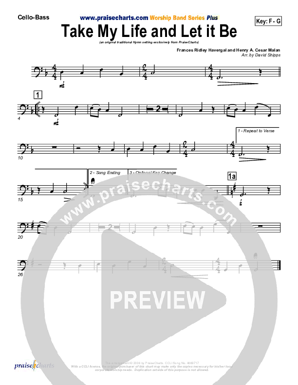 Take My Life And Let It Be Cello/Bass (PraiseCharts / Traditional Hymn)
