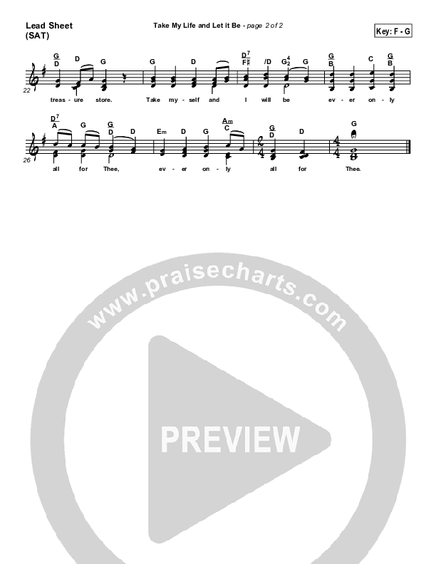 Take My Life And Let It Be Lead Sheet (SAT) (PraiseCharts / Traditional Hymn)