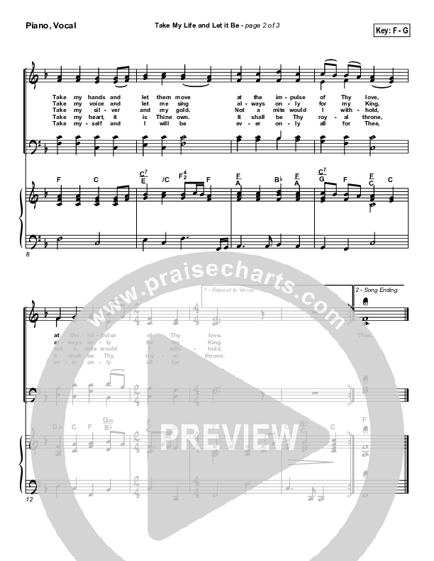 Take My Life And Let It Be Piano/Vocal (SATB) (PraiseCharts / Traditional Hymn)