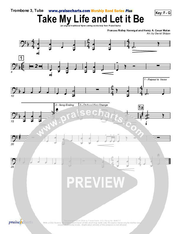 Take My Life And Let It Be Trombone 3/Tuba (PraiseCharts / Traditional Hymn)