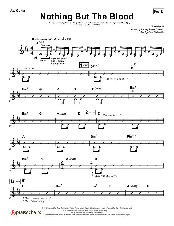 Nothing But The Blood Acoustic Guitar (Andy Cherry)