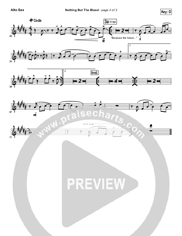 Nothing But The Blood Alto Sax (Andy Cherry)