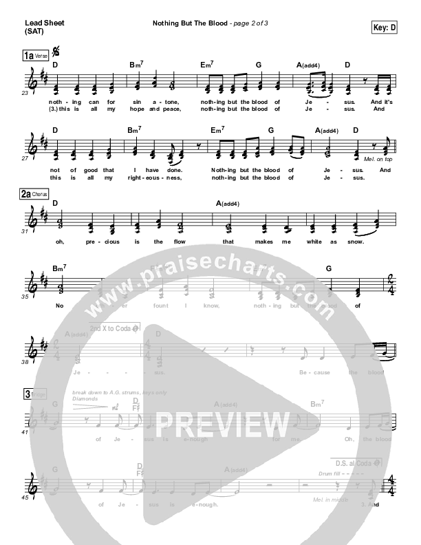 Nothing But The Blood Lead Sheet (SAT) (Andy Cherry)