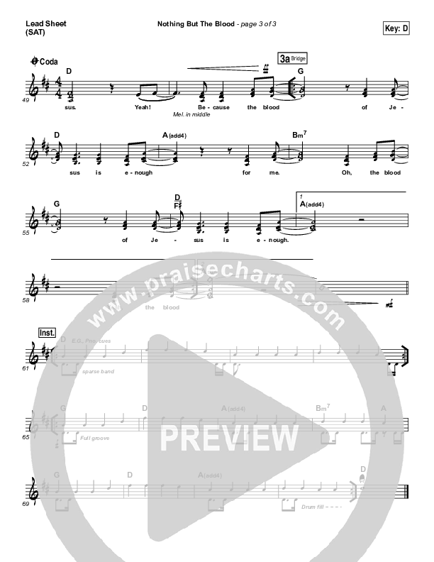 Nothing But The Blood Lead Sheet (SAT) (Andy Cherry)