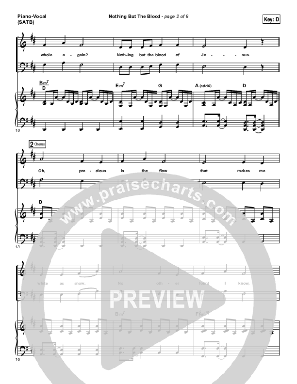 Nothing But The Blood Piano/Vocal (SATB) (Andy Cherry)