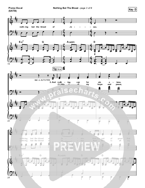 Nothing But The Blood Piano/Vocal (SATB) (Andy Cherry)