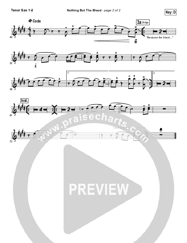 Nothing But The Blood Tenor Sax 1/2 (Andy Cherry)