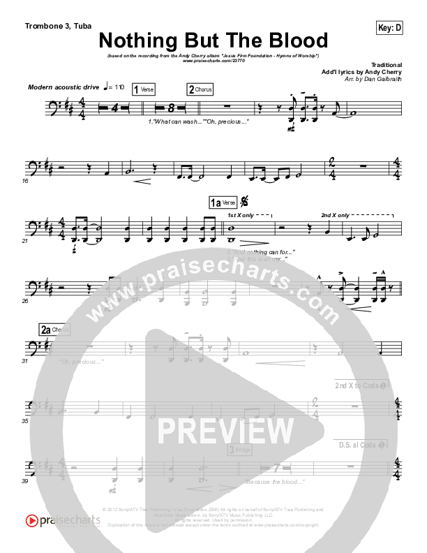 Nothing But The Blood Trombone 3/Tuba (Andy Cherry)