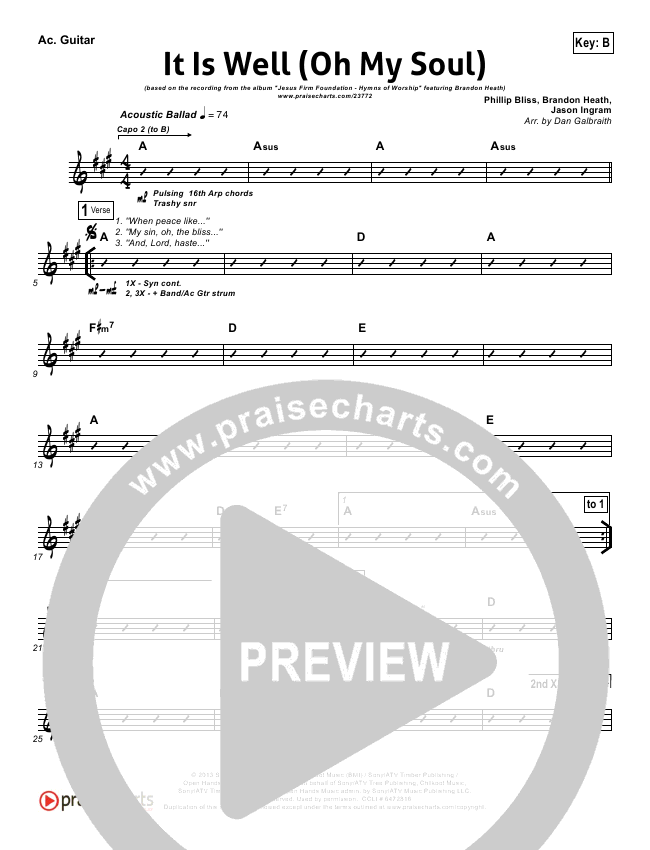 It Is Well With My Soul Chord Chart