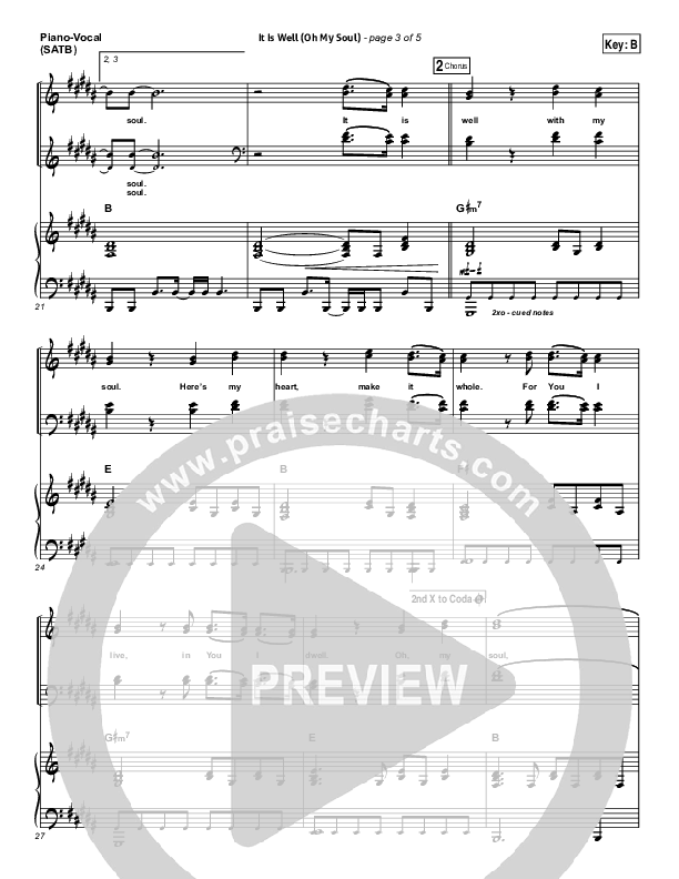 It Is Well (Oh My Soul) Piano/Vocal (SATB) (Brandon Heath)
