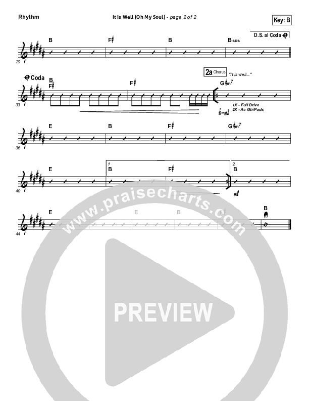 It Is Well (Oh My Soul) Rhythm Chart (Brandon Heath)