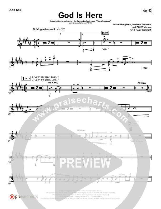 God Is Here Alto Sax (Darlene Zschech)