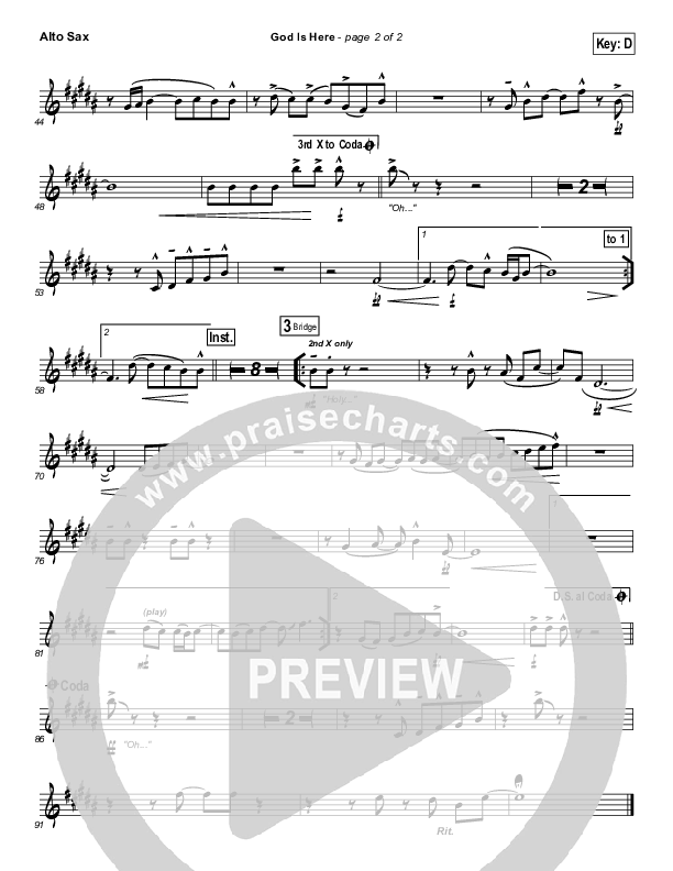 God Is Here Alto Sax (Darlene Zschech)