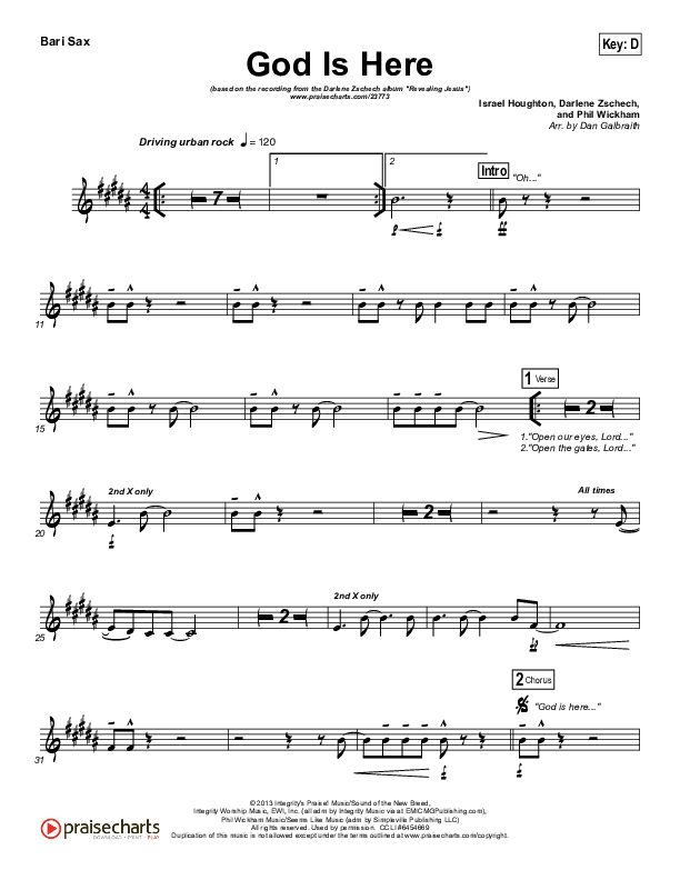 God Is Here Bari Sax (Darlene Zschech)