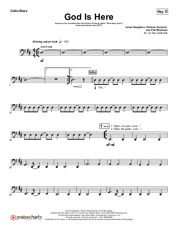 God Is Here Cello/Bass (Darlene Zschech)