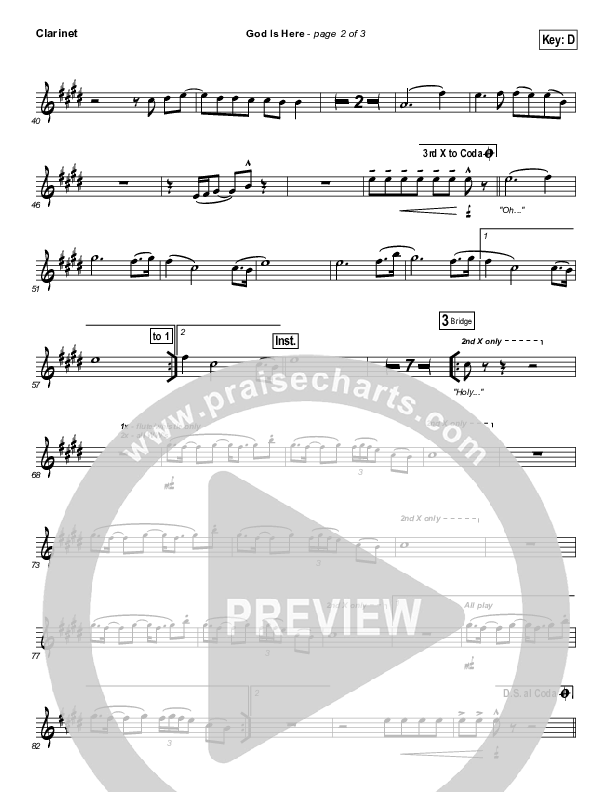 God Is Here Clarinet (Darlene Zschech)