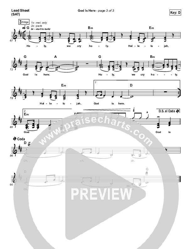 God Is Here Lead Sheet (SAT) (Darlene Zschech)