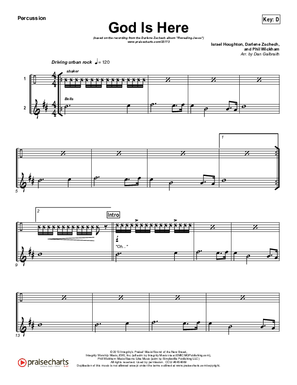 God Is Here Percussion (Darlene Zschech)