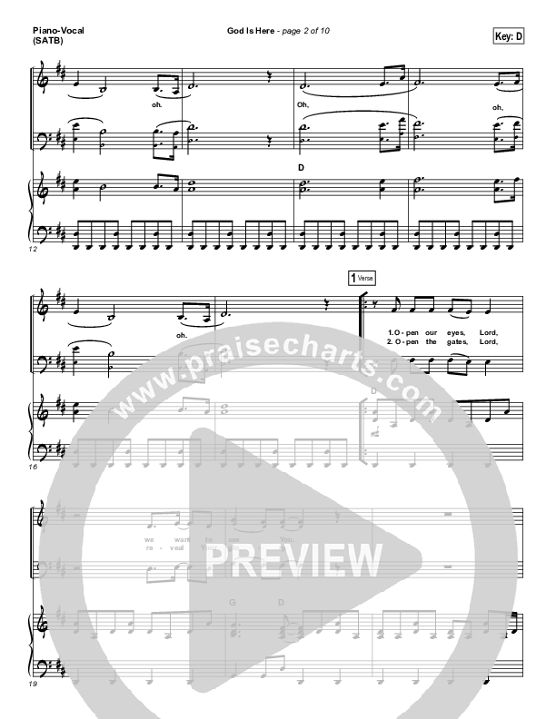 God Is Here Piano/Vocal (SATB) (Darlene Zschech)